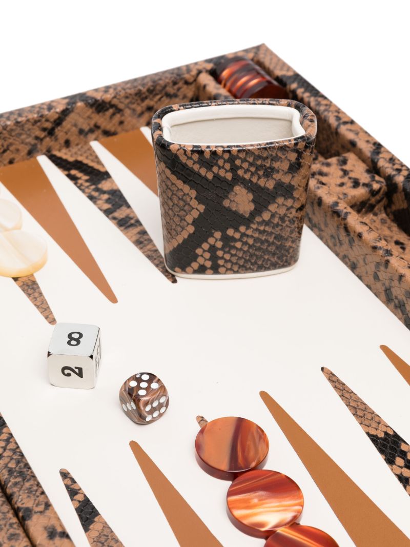 Brown Patty Snakeskin-effect Leather Backgammon Set