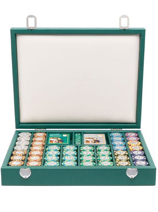 Green 440 Chips Leather Poker Set