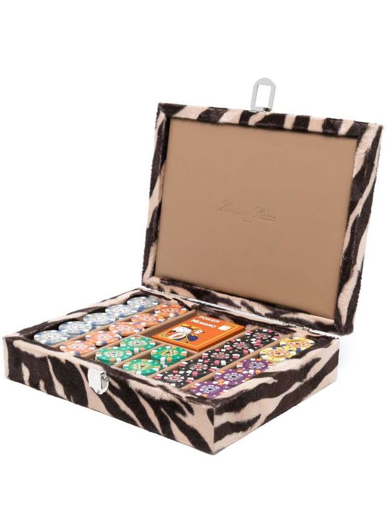 X Browns Brown Zebra Print Leather Poker Set