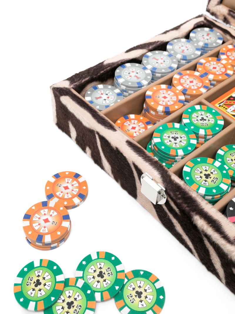 X Browns Brown Zebra Print Leather Poker Set