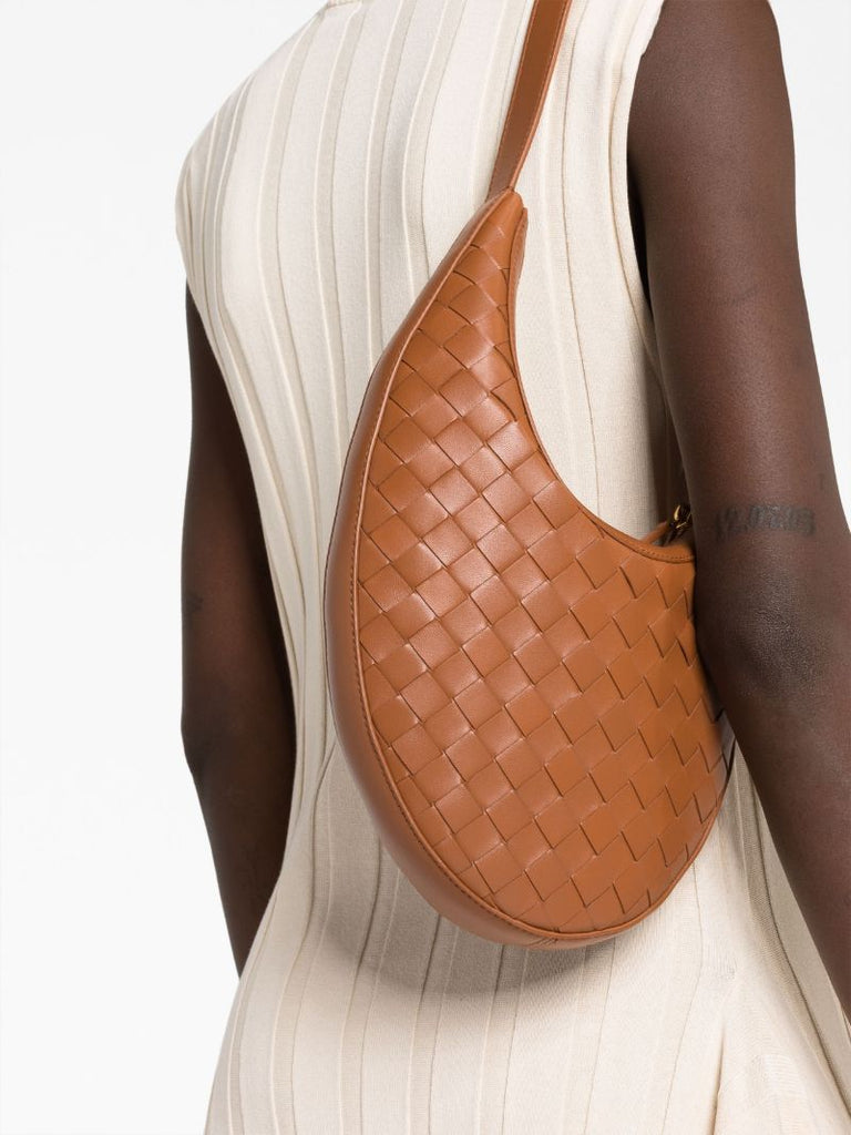 Brown Drop Small Leather Shoulder Bag