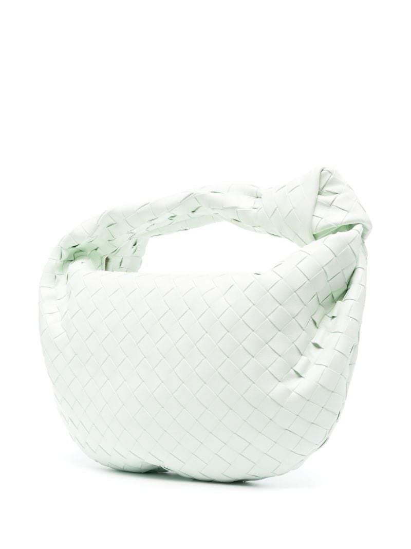 White Teen Jodie Intrecciato Leather Top Handle Bag