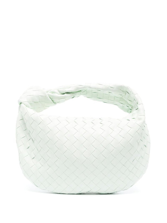 White Teen Jodie Intrecciato Leather Top Handle Bag