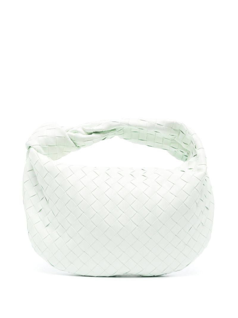 White Teen Jodie Intrecciato Leather Top Handle Bag