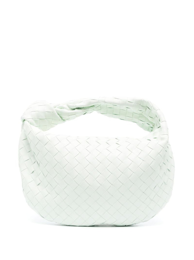 White Teen Jodie Intrecciato Leather Top Handle Bag
