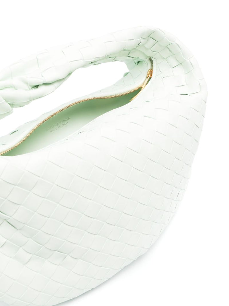 White Teen Jodie Intrecciato Leather Top Handle Bag