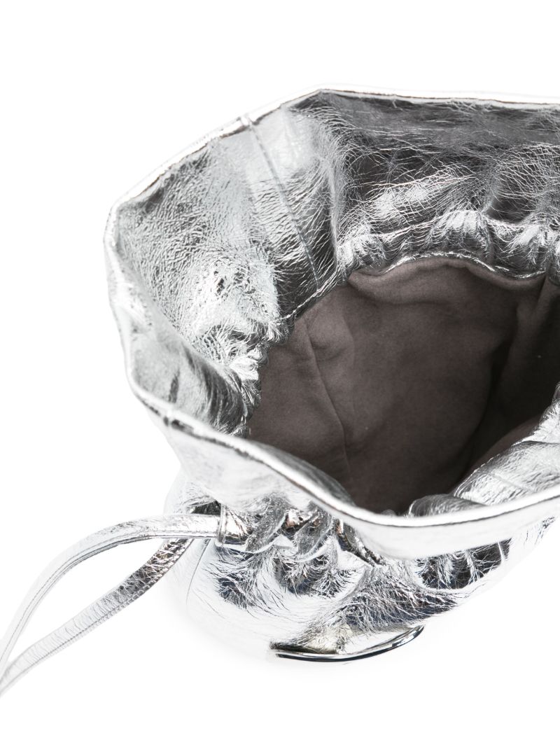 Silver-tone Leather Chrome Bucket Bag