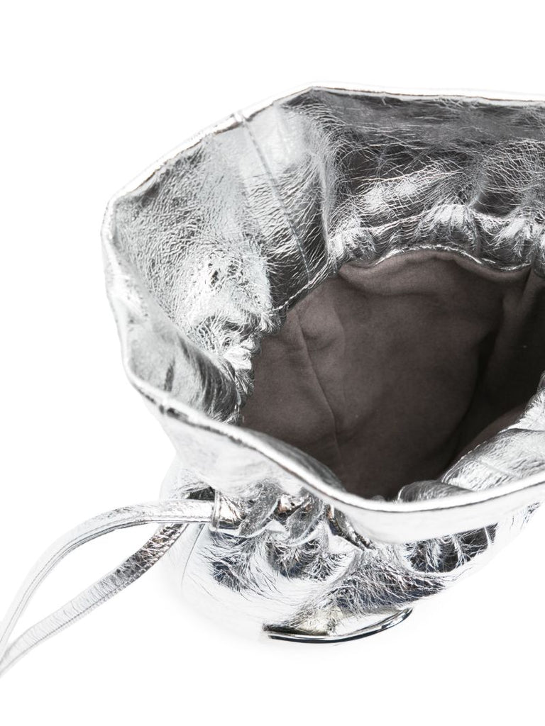 Silver-tone Leather Chrome Bucket Bag