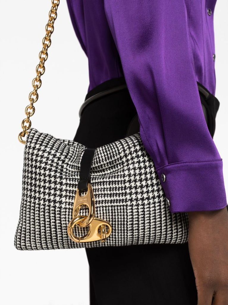 Black Carine Checked Small Cross Body Bag