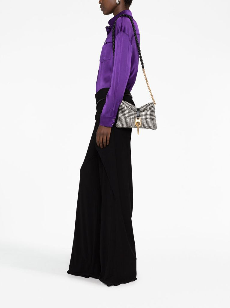 Black Carine Checked Small Cross Body Bag