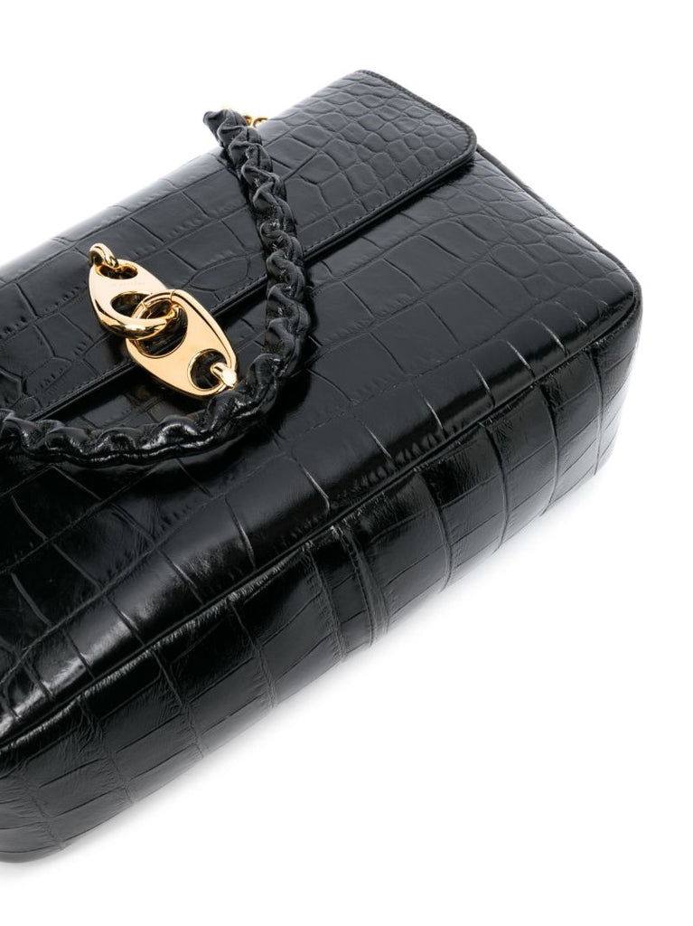 Black Carine Large Mock-croc Leather Shoulder Bag