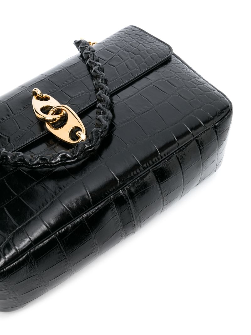 Black Carine Large Mock-croc Leather Shoulder Bag