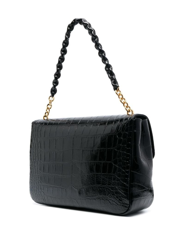 Black Carine Large Mock-croc Leather Shoulder Bag