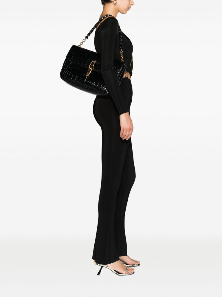 Black Carine Large Mock-croc Leather Shoulder Bag