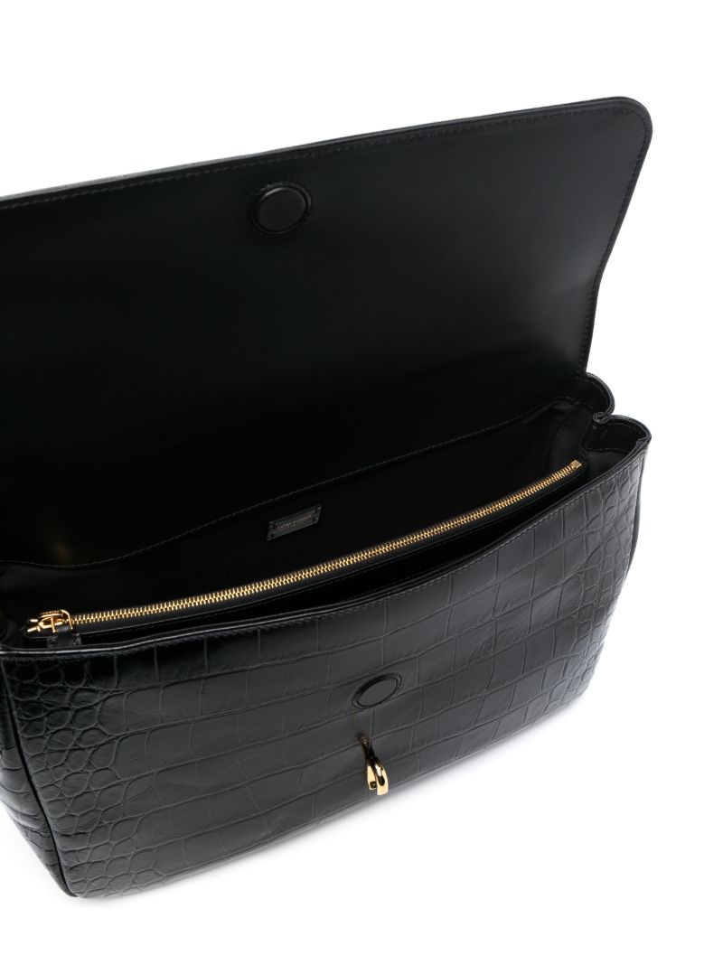 Black Carine Large Mock-croc Leather Shoulder Bag