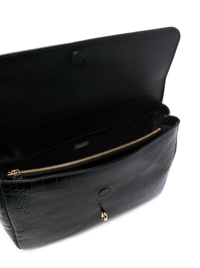 Black Carine Large Mock-croc Leather Shoulder Bag