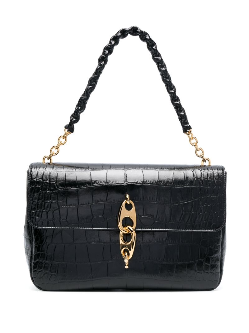 Black Carine Large Mock-croc Leather Shoulder Bag