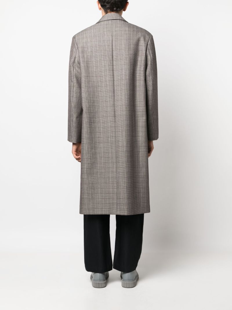 Brown Check Pattern Wool Coat