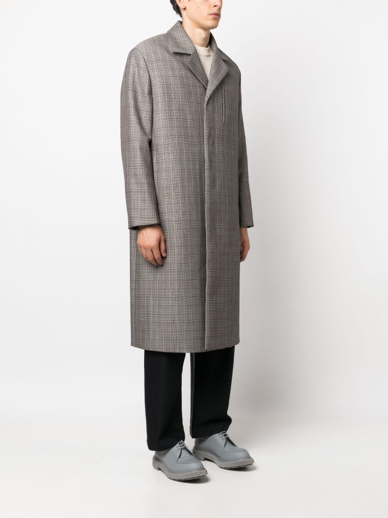 Brown Check Pattern Wool Coat