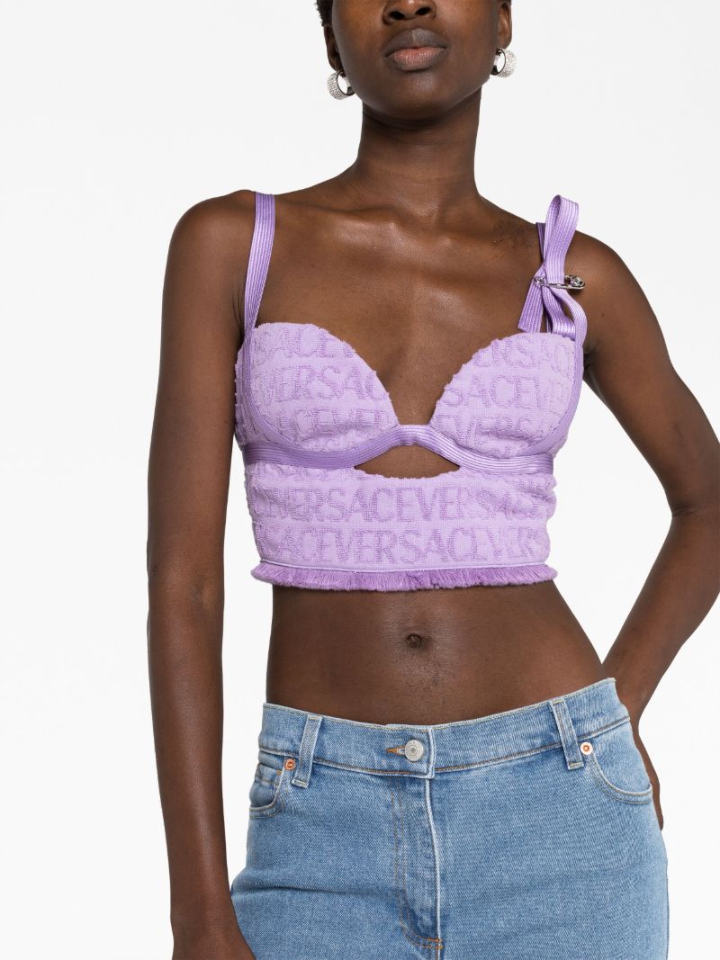 X Dua Lipa Purple Logo Jacquard Crop Top