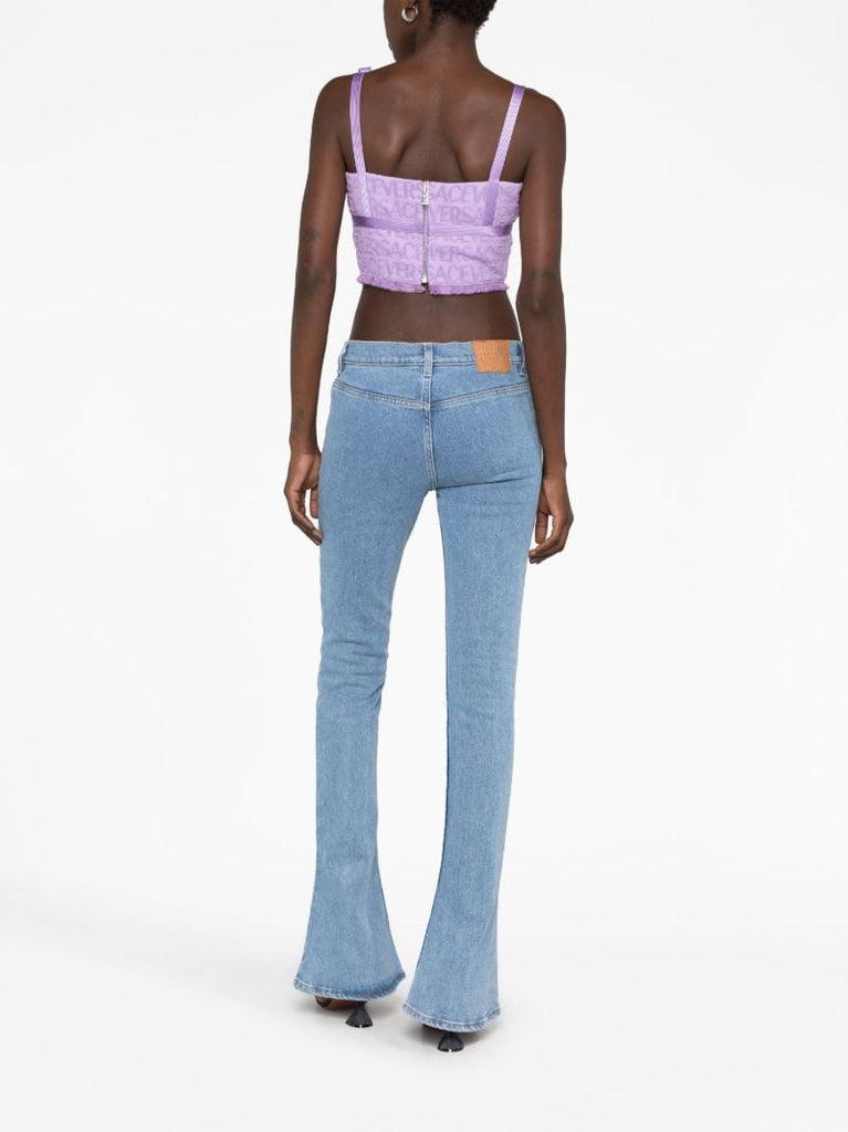 X Dua Lipa Purple Logo Jacquard Crop Top