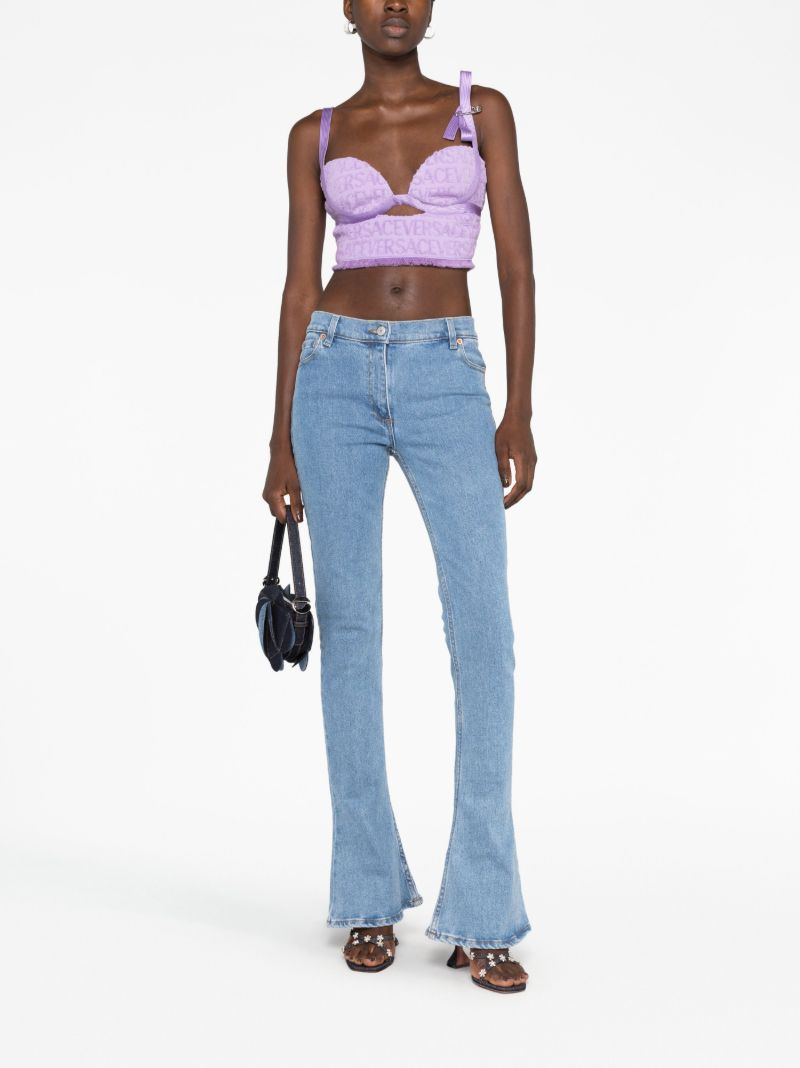X Dua Lipa Purple Logo Jacquard Crop Top