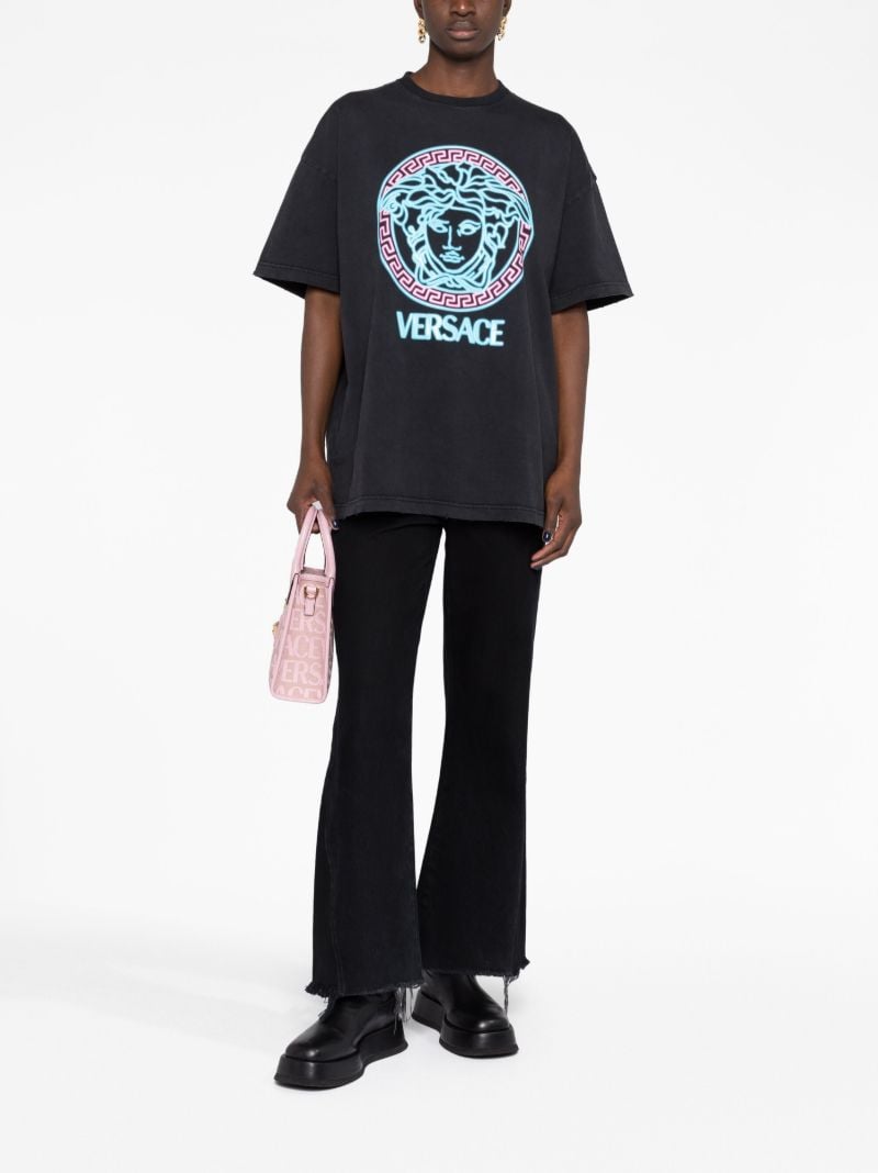 Black Medusa Head Print Cotton T-shirt