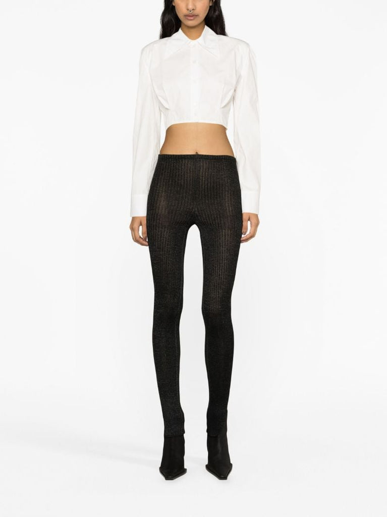 Black Emma Ribbed-knit Leggings