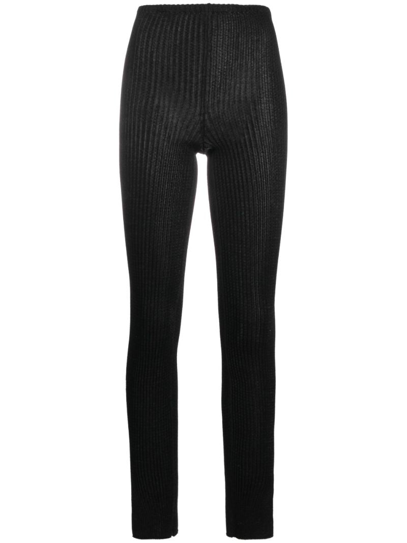 Black Emma Ribbed-knit Leggings