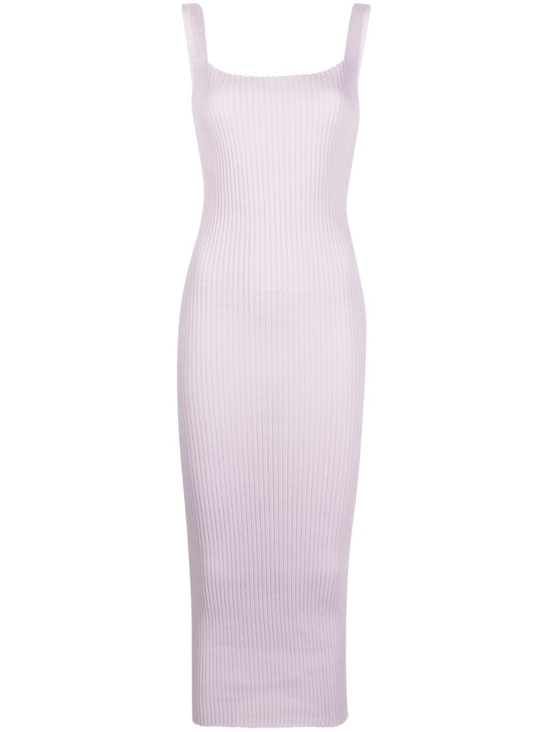 Purple Emma Ribbed-knit Midi Dress
