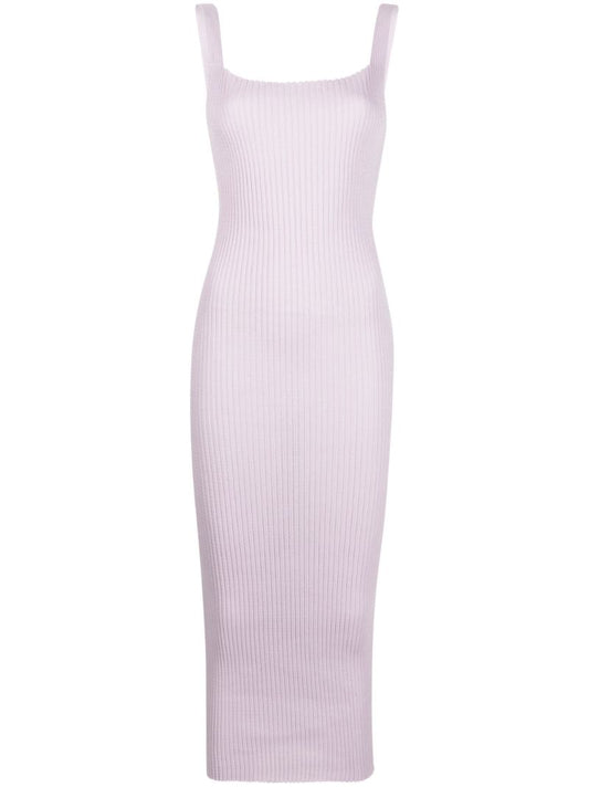 Purple Emma Ribbed-knit Midi Dress
