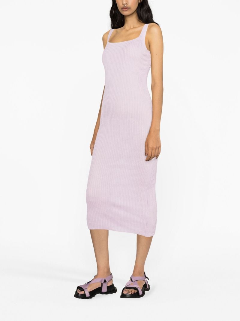 Purple Emma Ribbed-knit Midi Dress