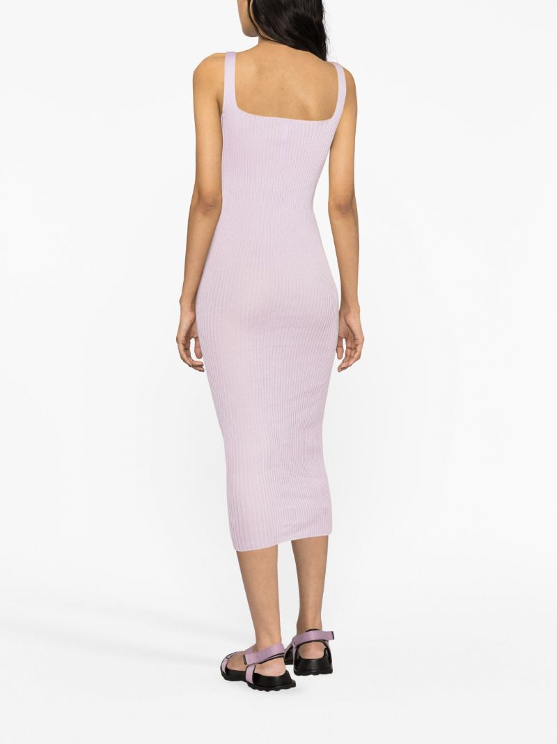 Purple Emma Ribbed-knit Midi Dress