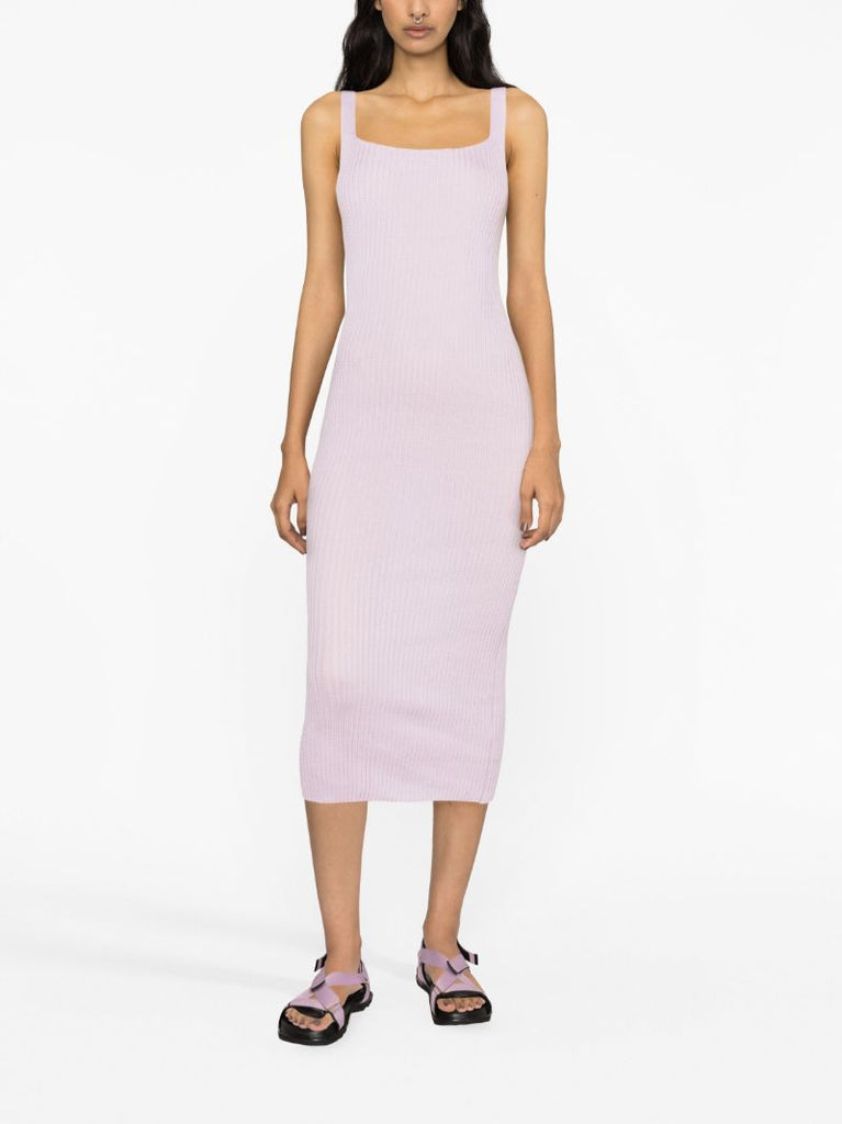 Purple Emma Ribbed-knit Midi Dress