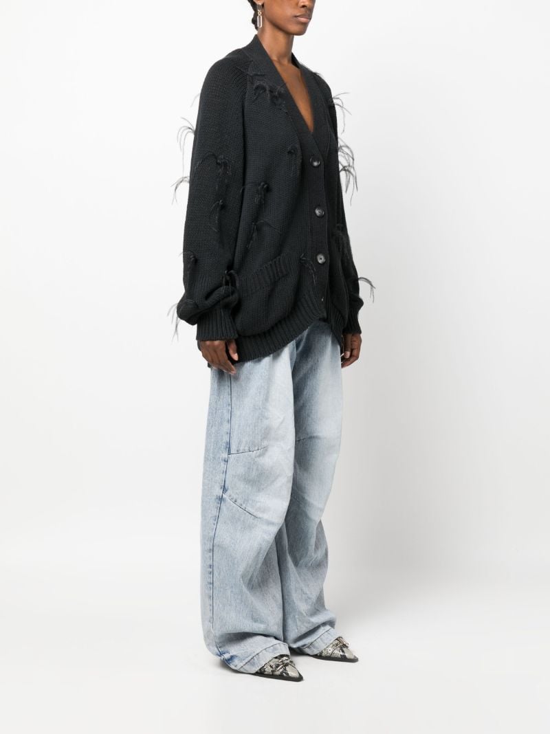 Black Loose-knit Cotton Cardigan