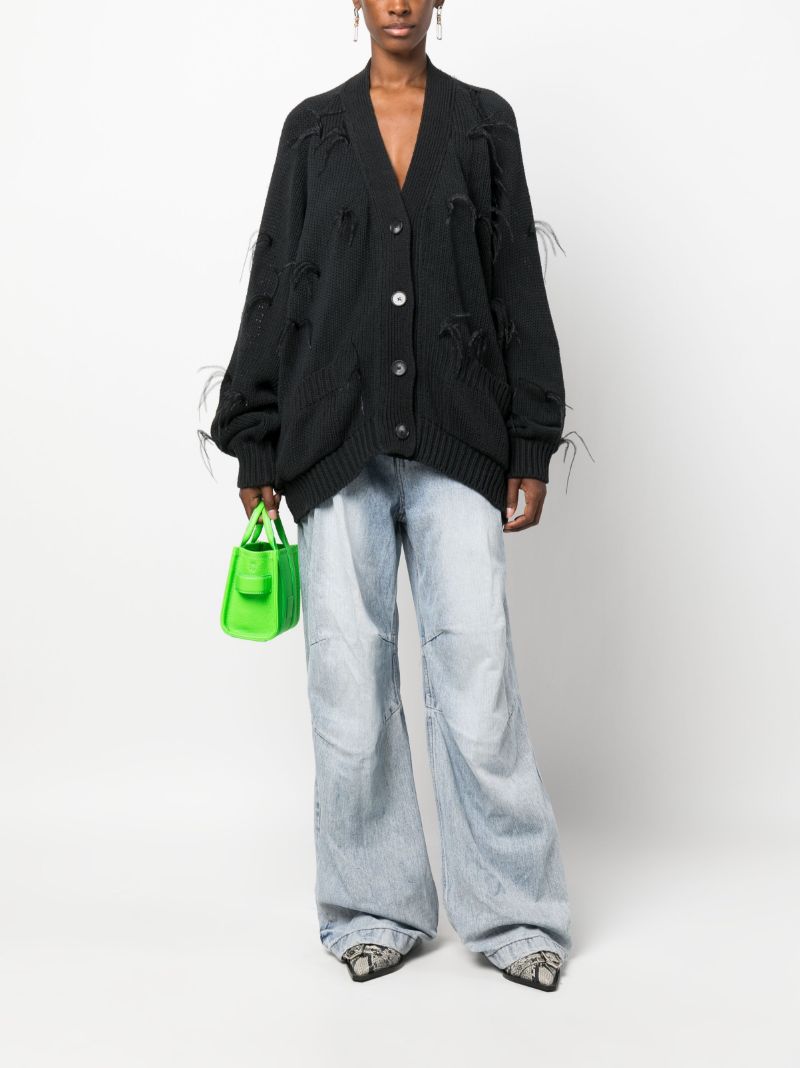 Black Loose-knit Cotton Cardigan
