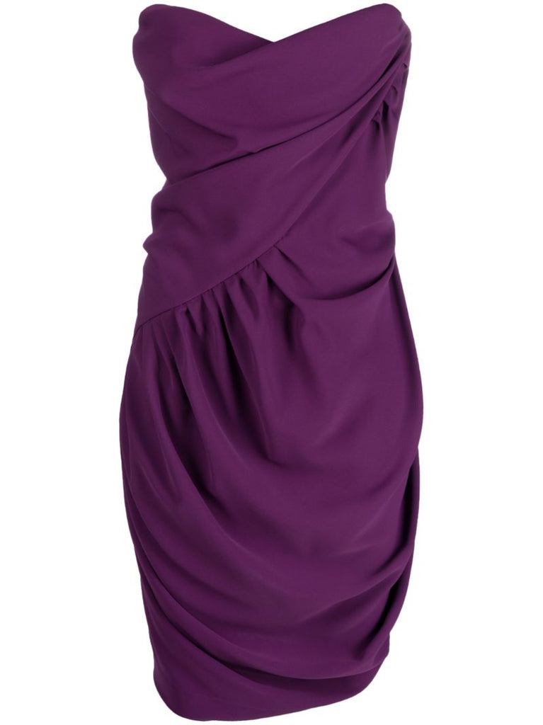 Purple Corset-style Draped Mini Dress