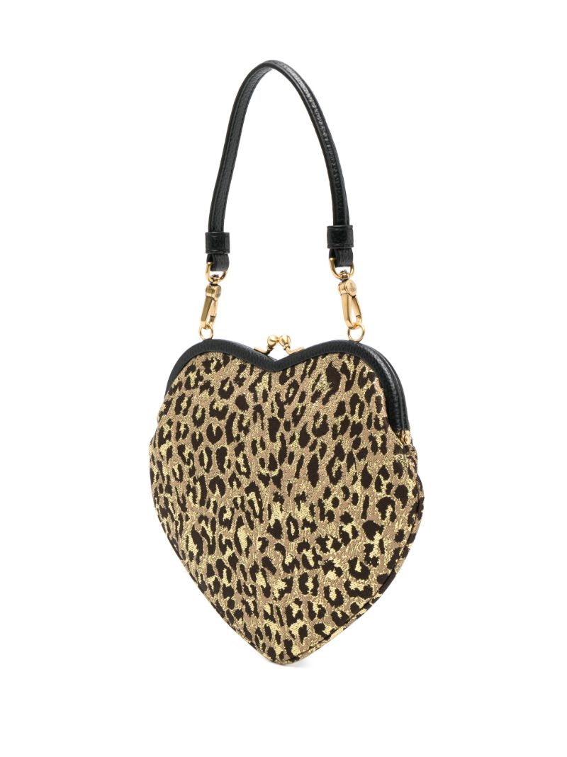Brown Belle Heart Frame Clutch Bag