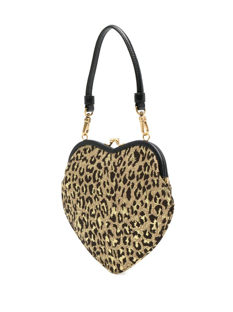 Brown Belle Heart Frame Clutch Bag