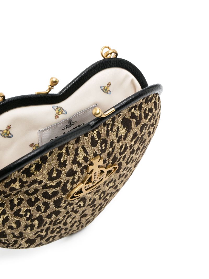 Brown Belle Heart Frame Clutch Bag