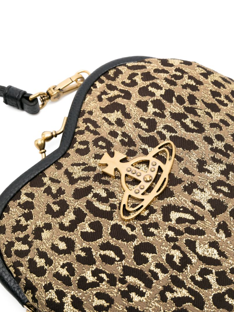 Brown Belle Heart Frame Clutch Bag