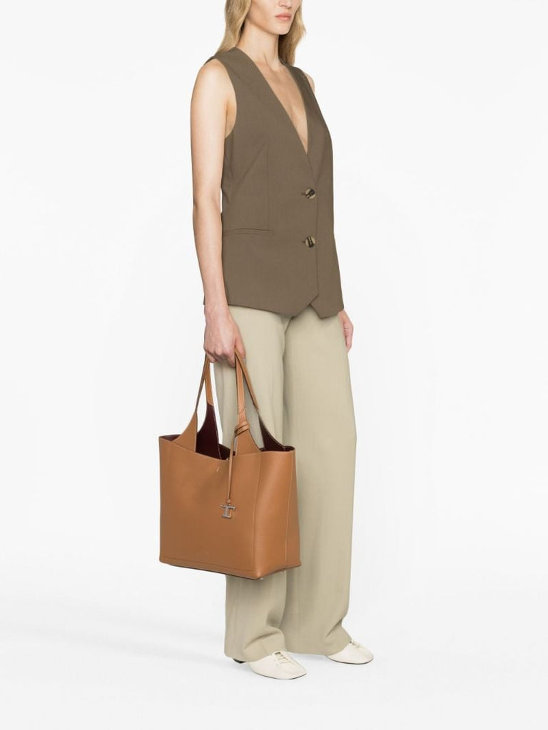 Brown Medium Leather Tote Bag