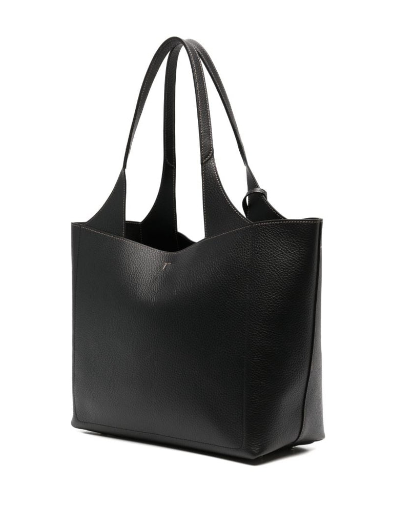 Black Medium Leather Tote Bag