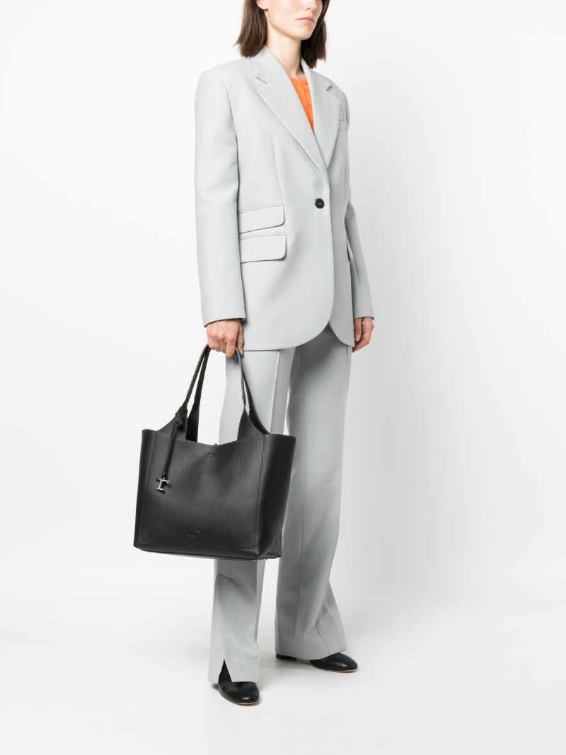 Black Medium Leather Tote Bag