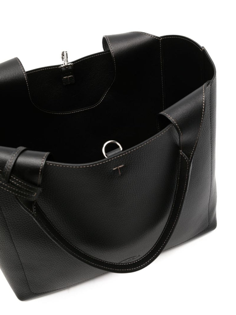 Black Medium Leather Tote Bag