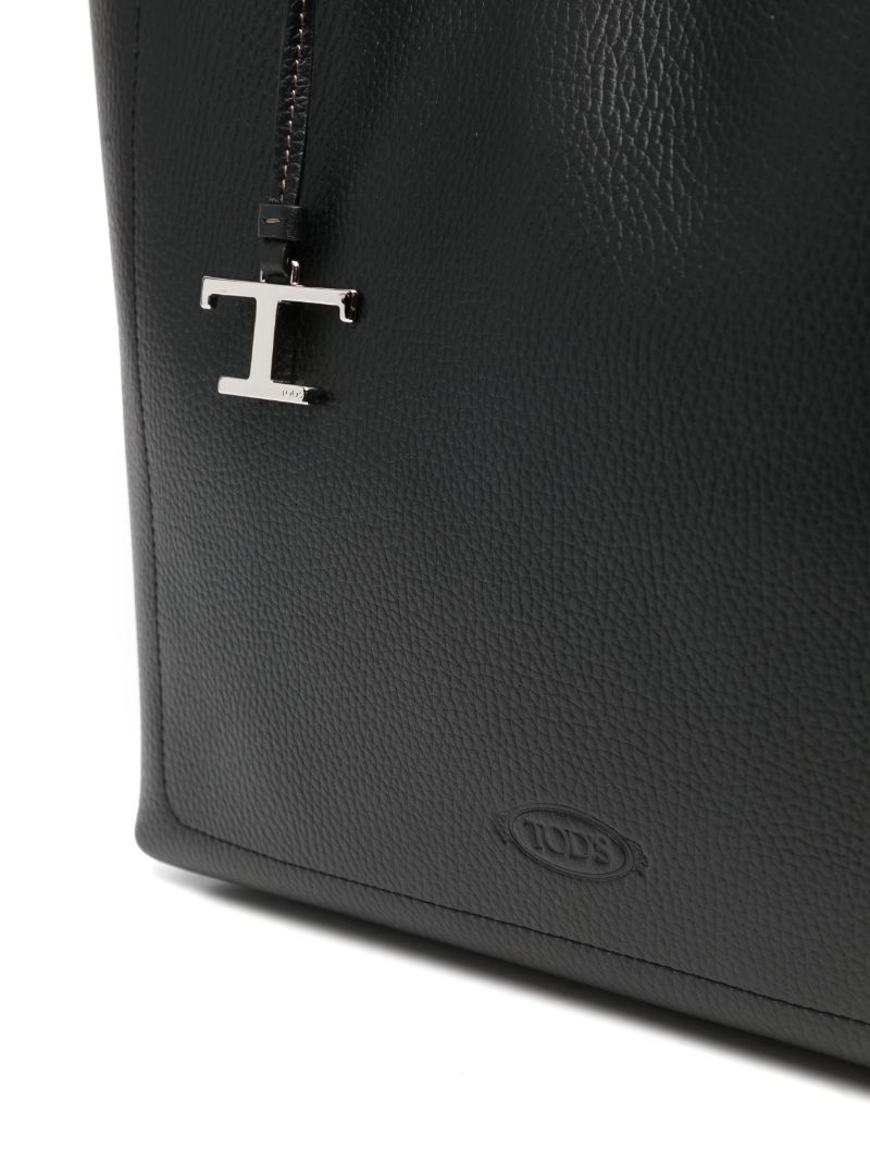 Black Medium Leather Tote Bag