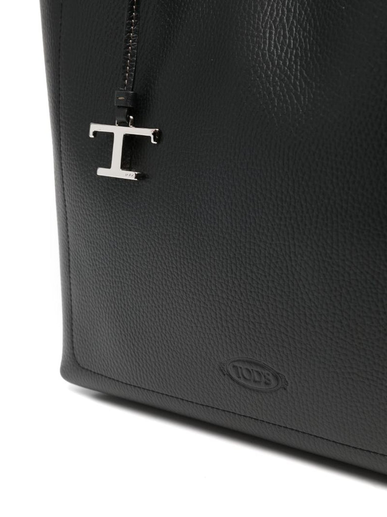 Black Medium Leather Tote Bag