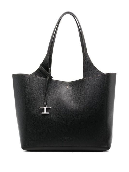 Black Medium Leather Tote Bag