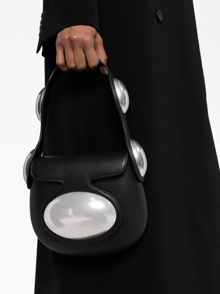Black Dome Small Leather Shoulder Bag