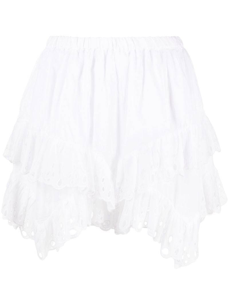 White Kaddy Tiered Mini Skirt